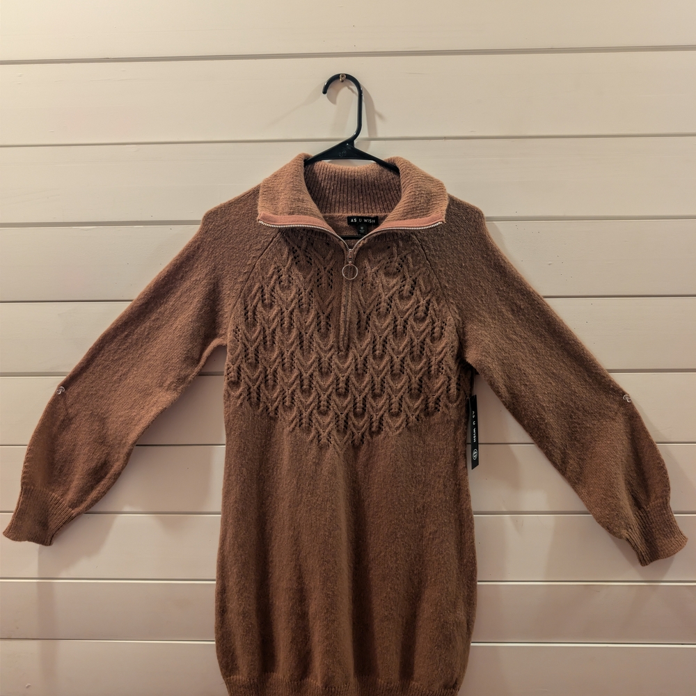 As U Wish Brown Cowl Neck Sweater